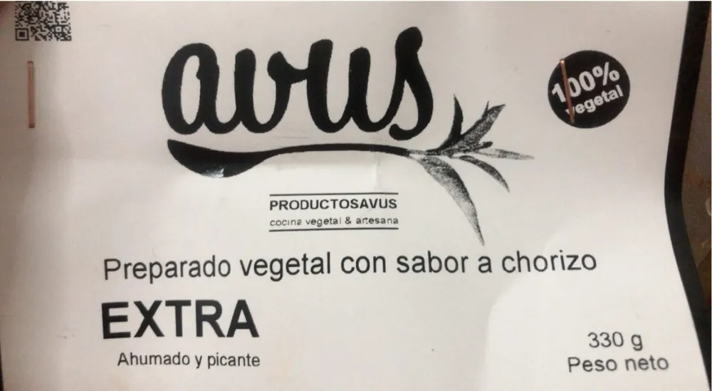 Preparado vegetal con forma de chorizo