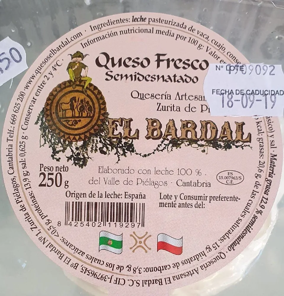 Queso fresco semidesnatado