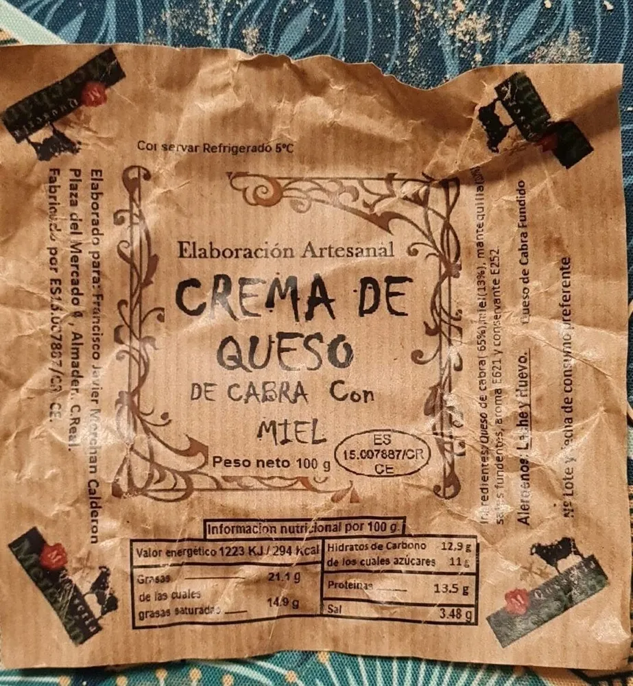 Crema de queso de cabra con miel