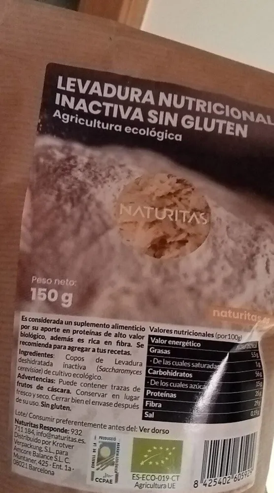 Levadura nutricional inactiva sin gluten