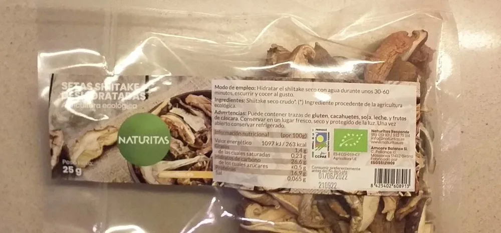 Setas shiitake deshidratadas