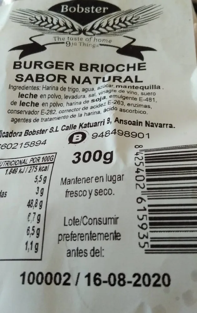 Burger brioche sabor natural
