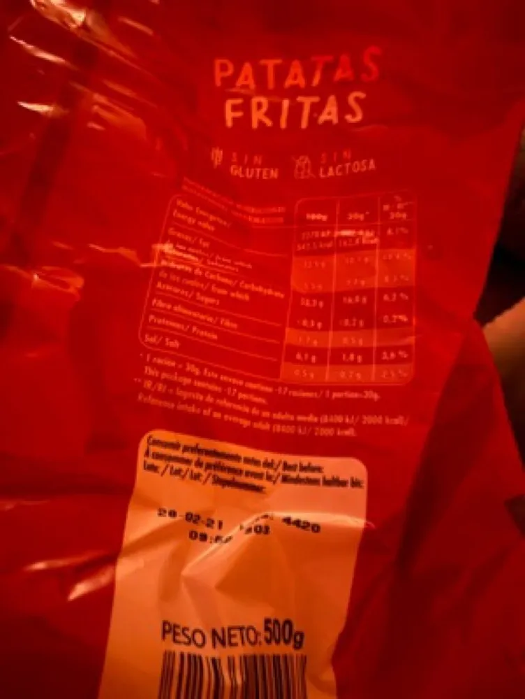 Patatas fritas bolsa 500 g