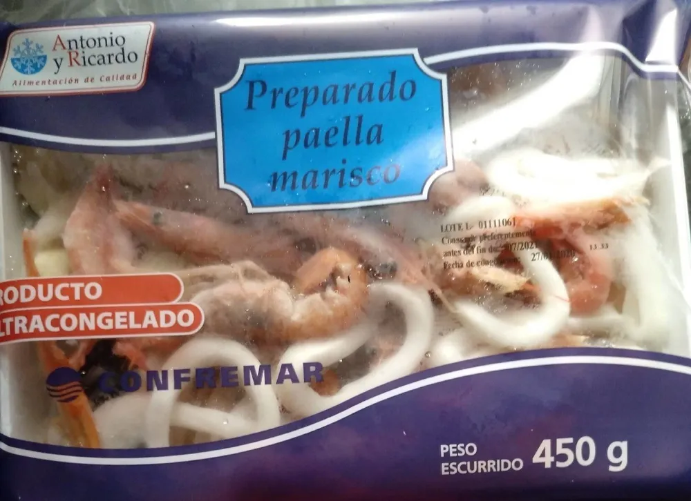 Preparado paella marisco