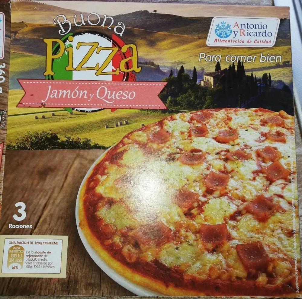 Pizza jamón y queso