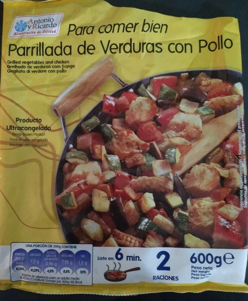 Parrillada de verduras con pollo