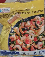 Parrillada de verduras con gambas