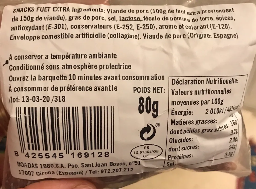 Snacks fuet extra