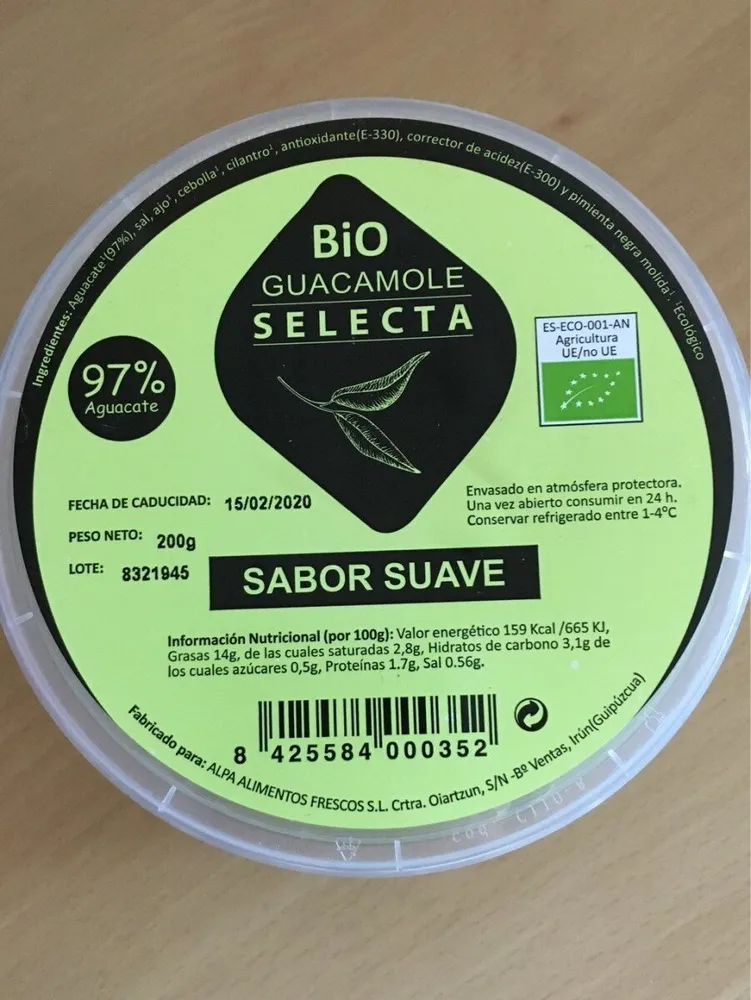 Bio guacamole (suave)