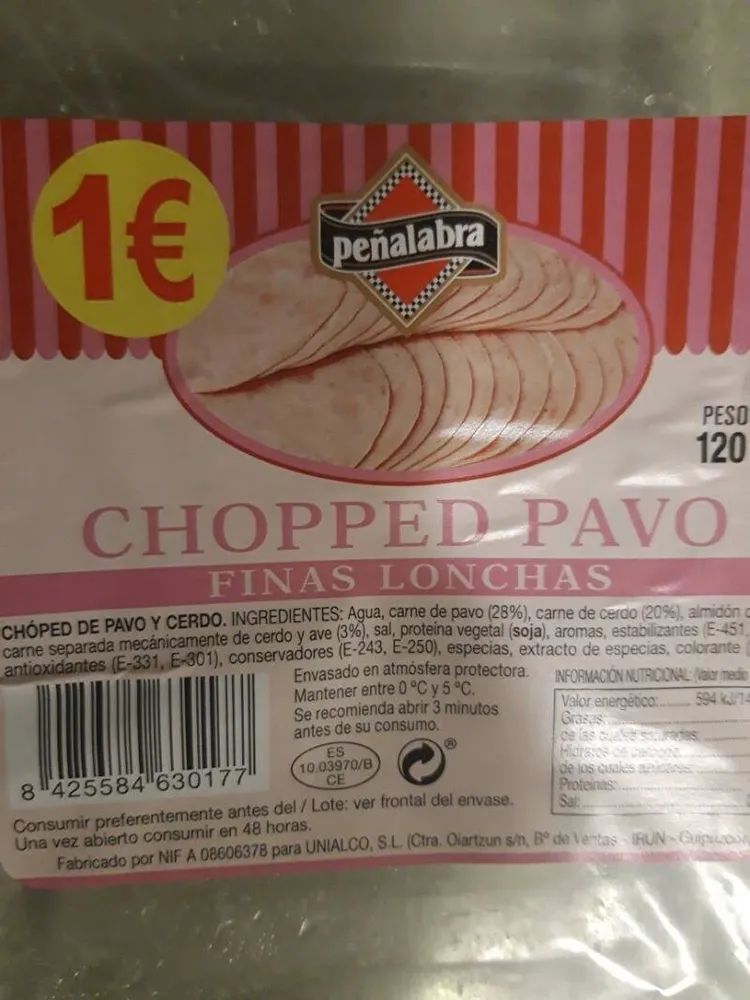 Chopped pavo finas lonchas