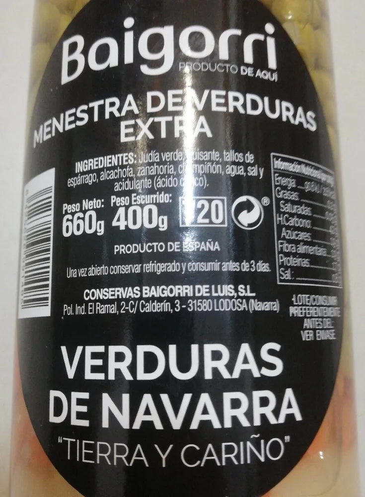 Menestra de verduras extra
