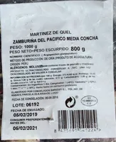 Zamburiña del pacífico media concha