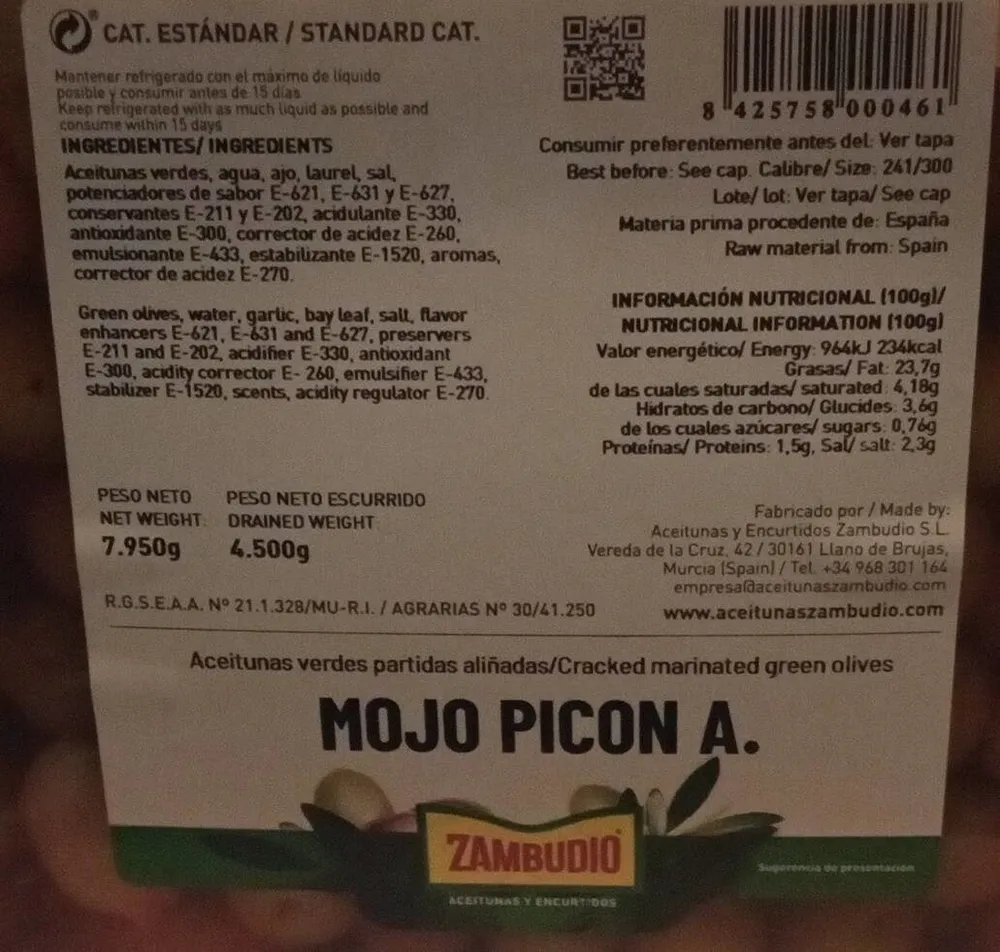 Aceitunas Mojo Picón