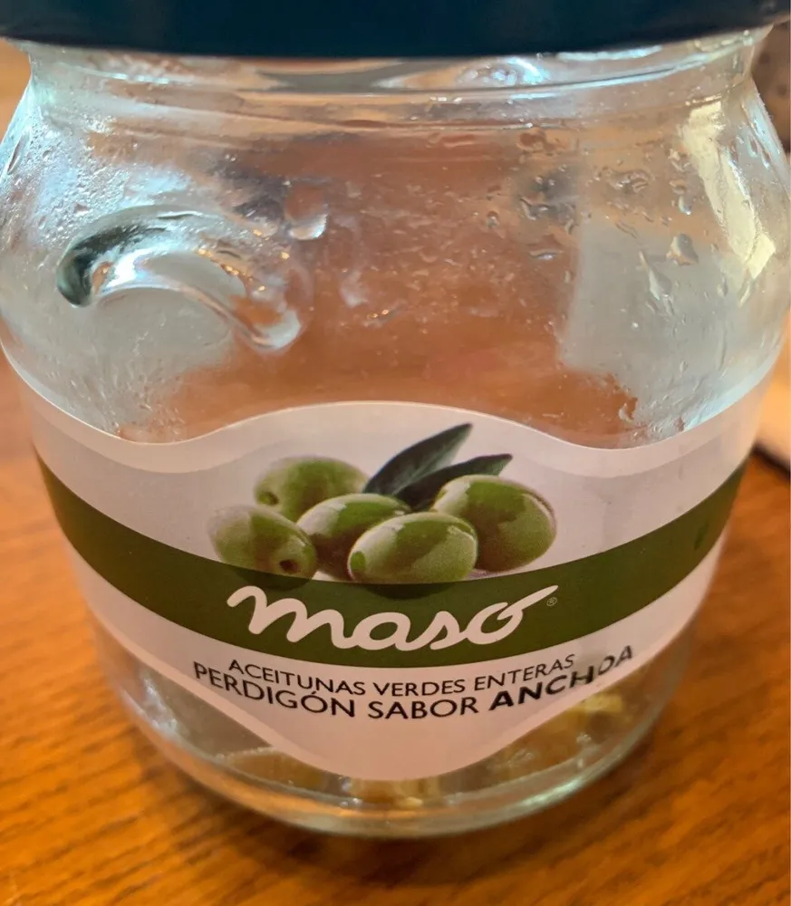 Aceitunas verdes enteras perdigón sabor anchoa