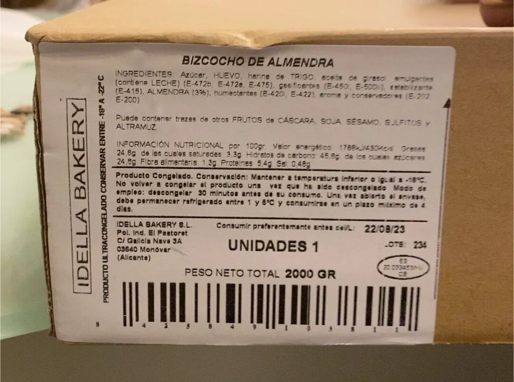 Bizcocho de almendra