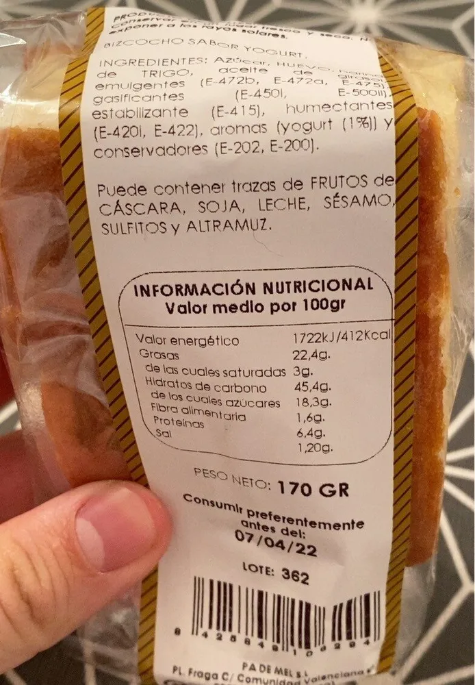 Bizcocho yogurt