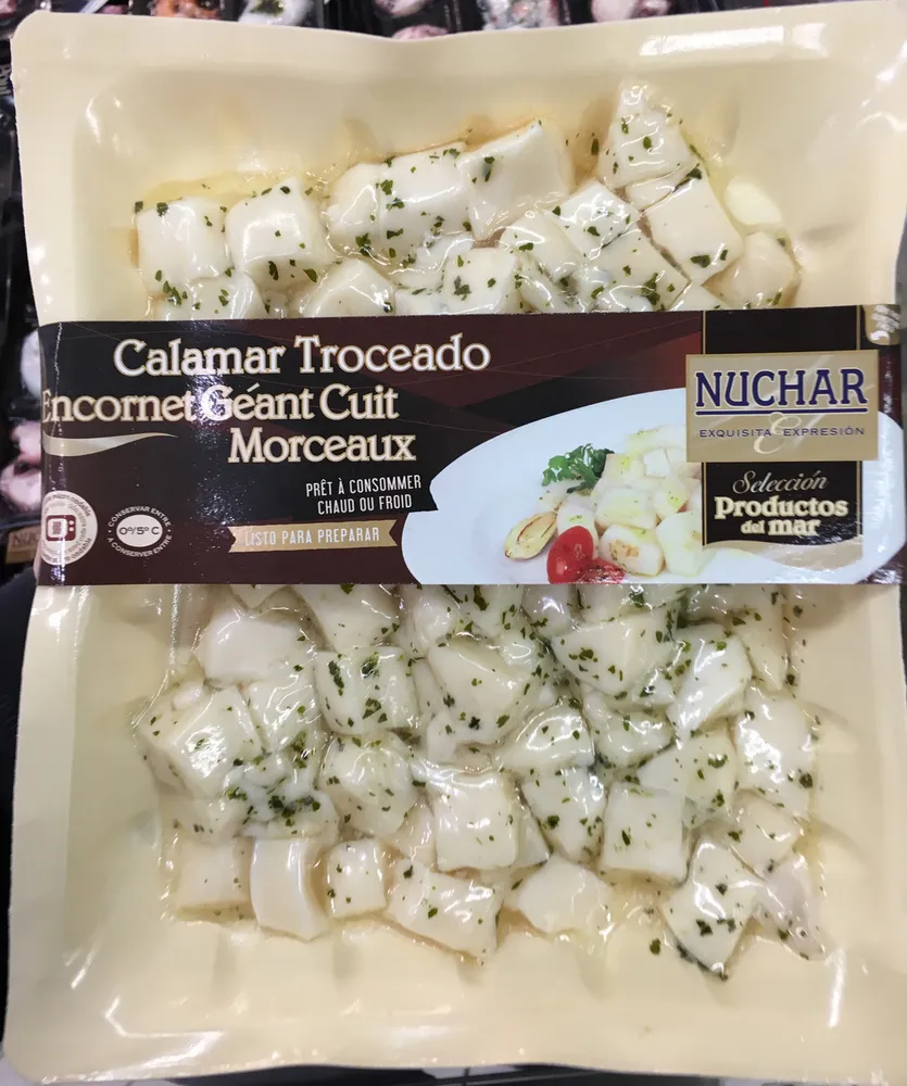 Calamar Troceado Encornet Géant Cuit Morceaux (avec persil)