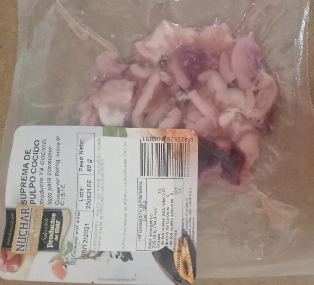 Suprema de pulpo cocido