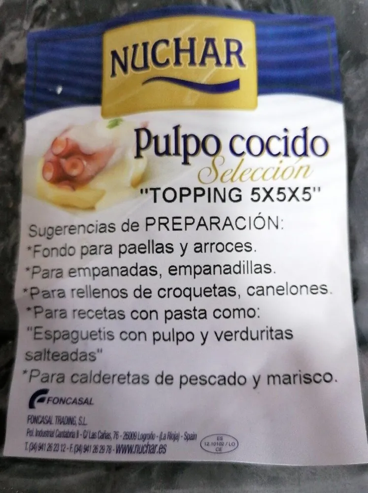 Pulpo cocido selección topping 5X5x5