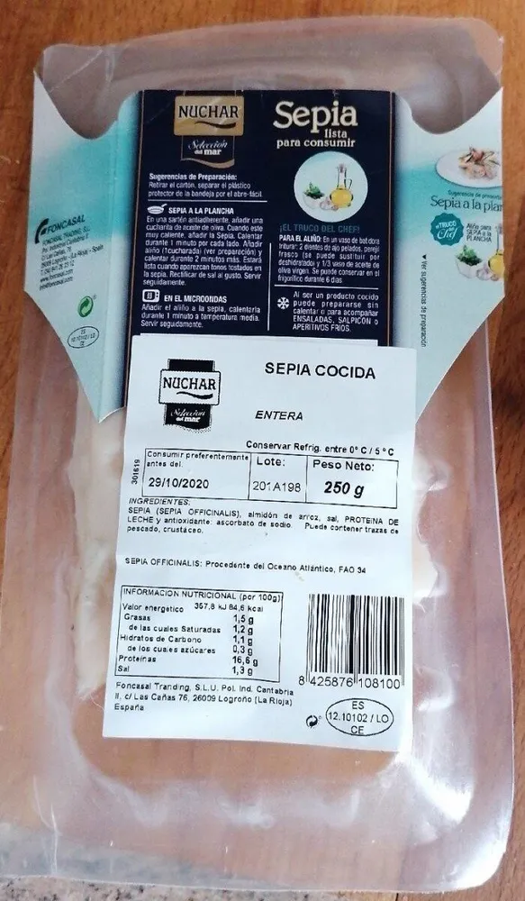Sepia lista para consumir