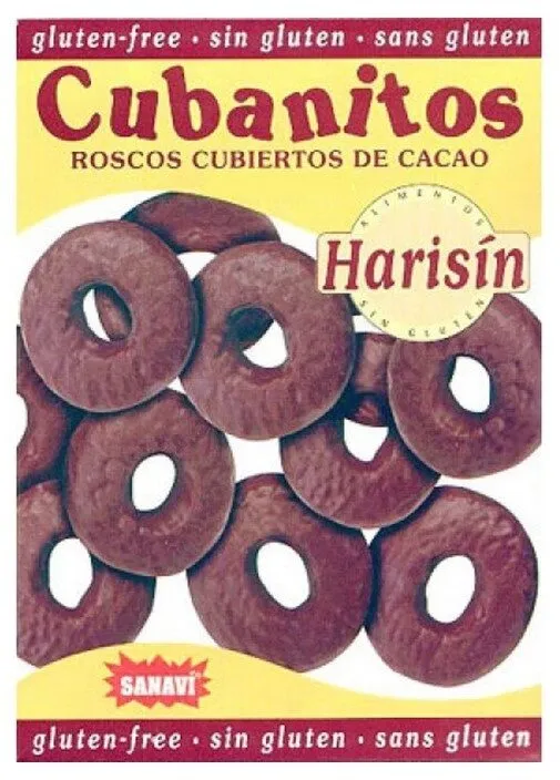 Harisin cubanitos roscos cubiertos de cacao sin gluten