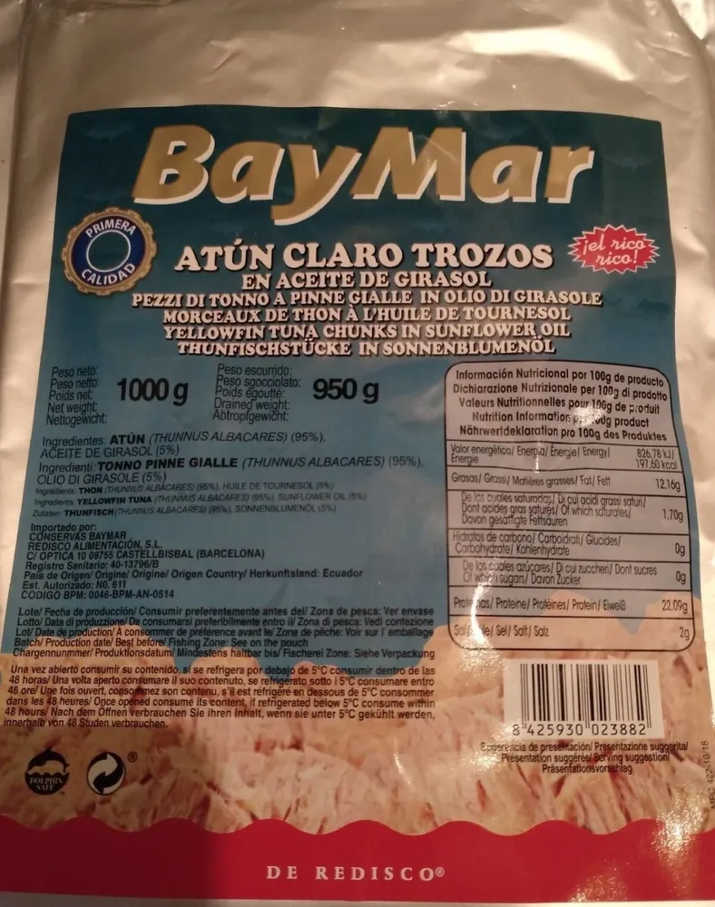 Atún claro trozos en aceite de girasol
