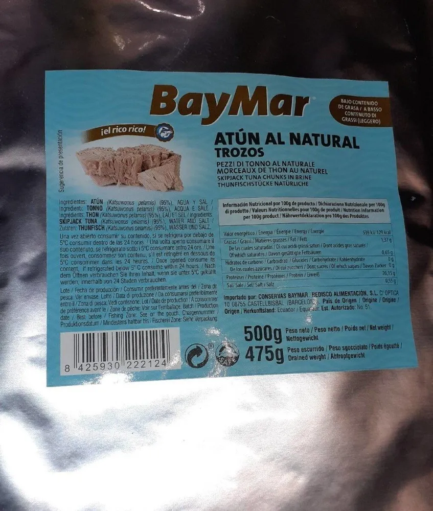 Atun al natural trozos