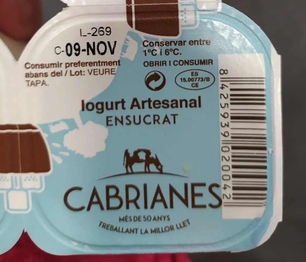 Cabrianes iogurts artesanal ensucrat