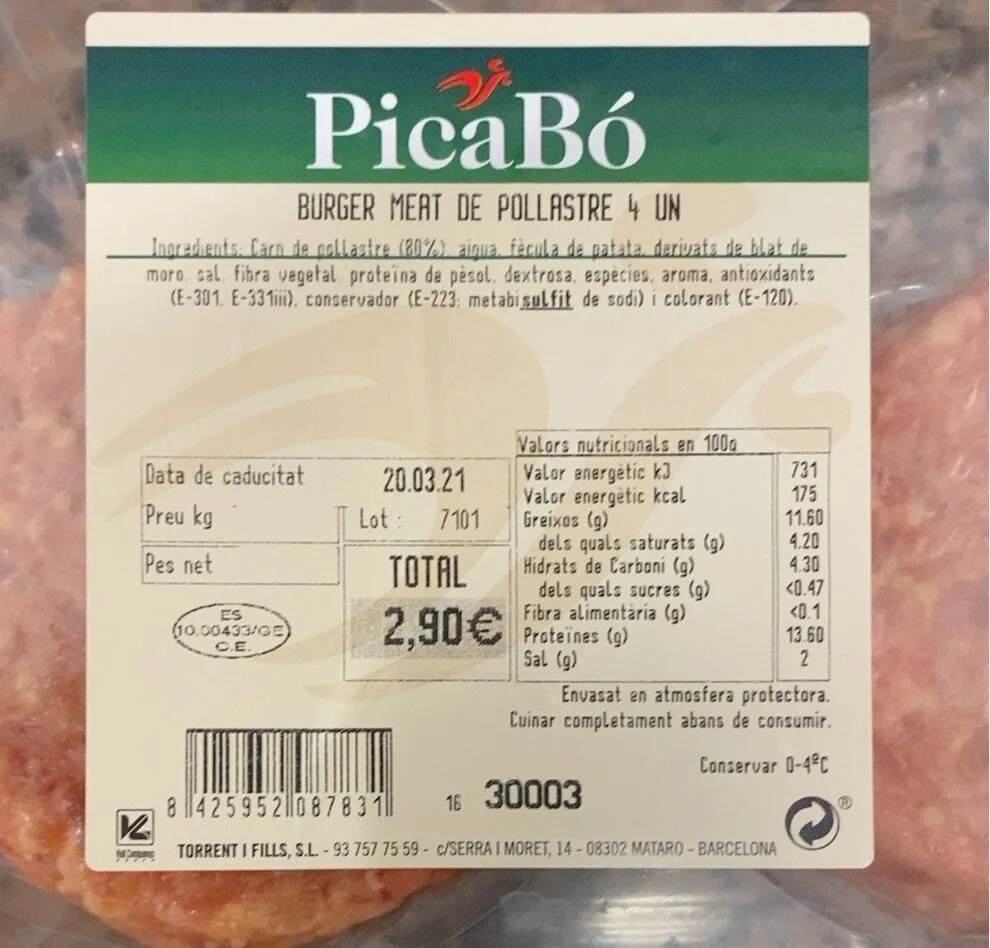 Burger meat de pollastre 4U
