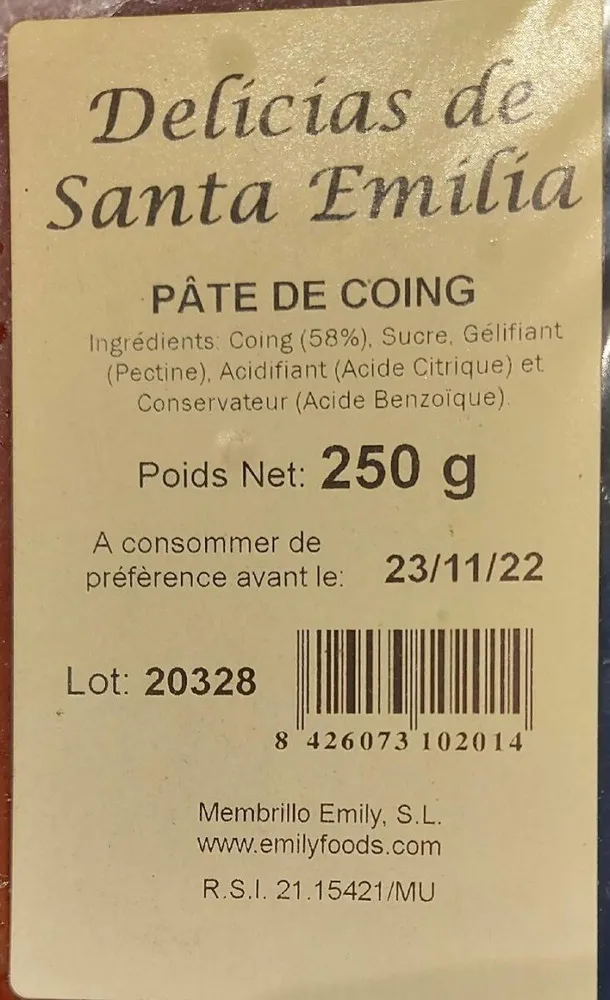 PATE DE COING ARTINASALE