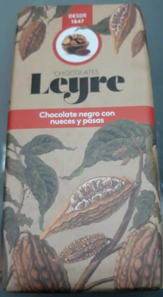 Chocolate negro con nueces y pasas