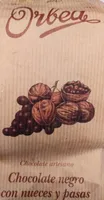 Chocolate negro con nueces y pasas
