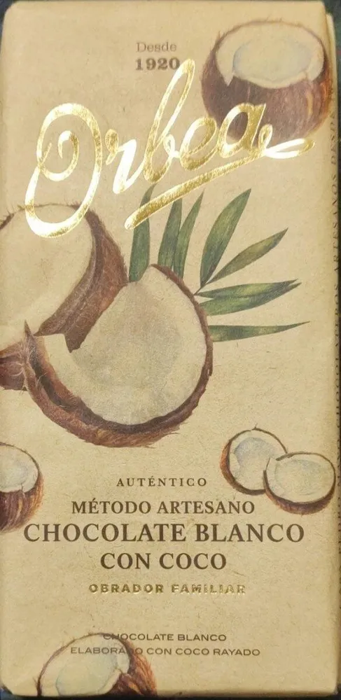 Chocolate blanco con coco