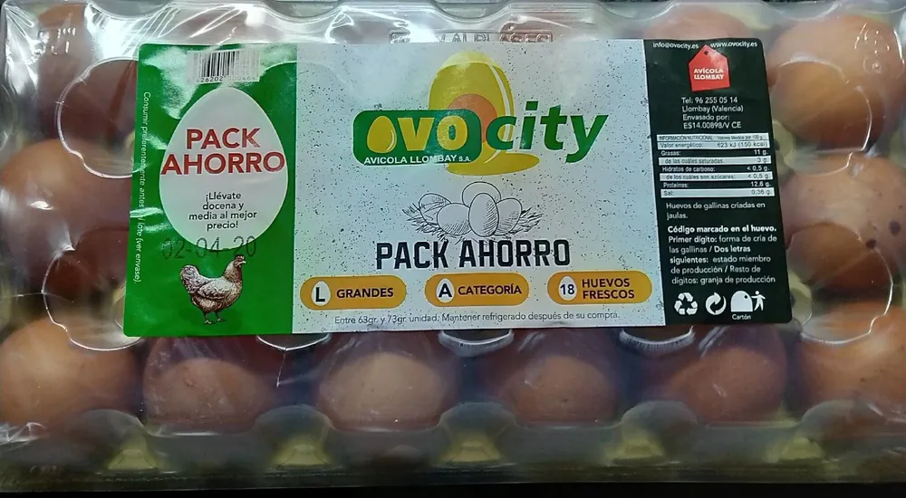 Ovo City pack ahorro ,18 huevos frescos,L grandes,categoría A