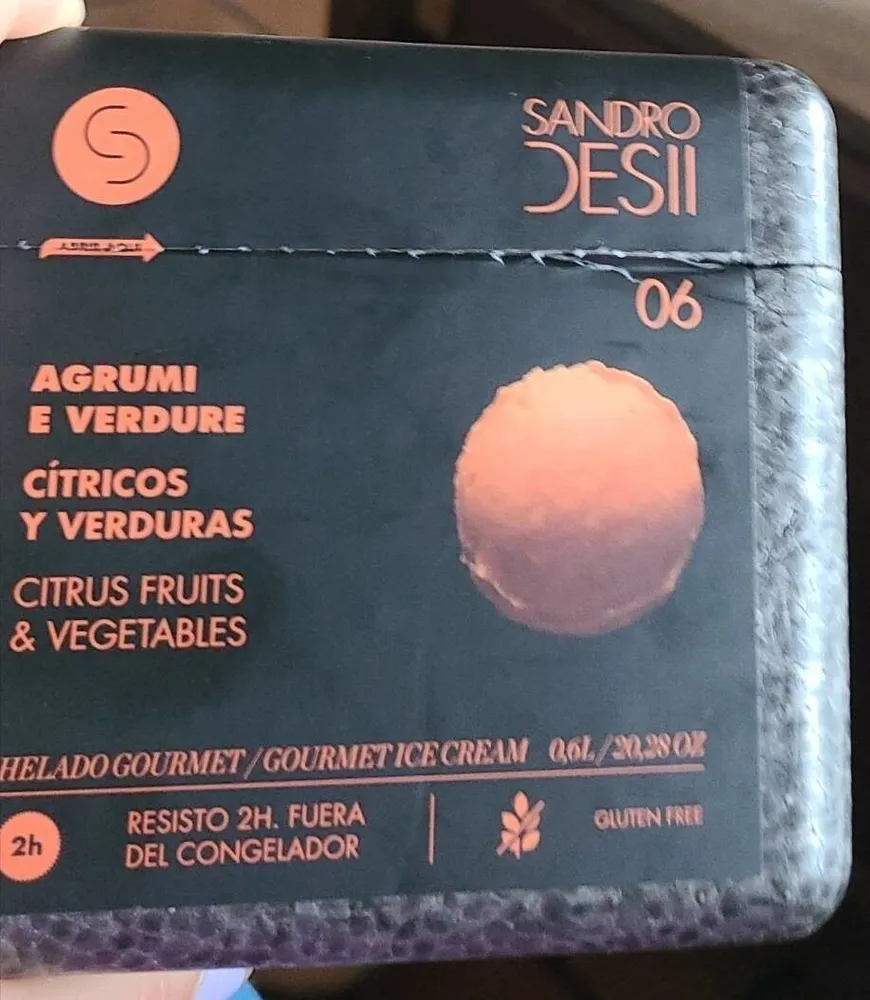 Helado cítricos y verduras