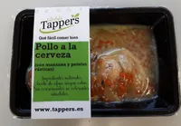 Pollo a la cerveza con manzana y patatas rústicas