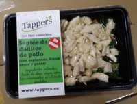 TAPPERS - Sautée de daditos de pollo con espinacas