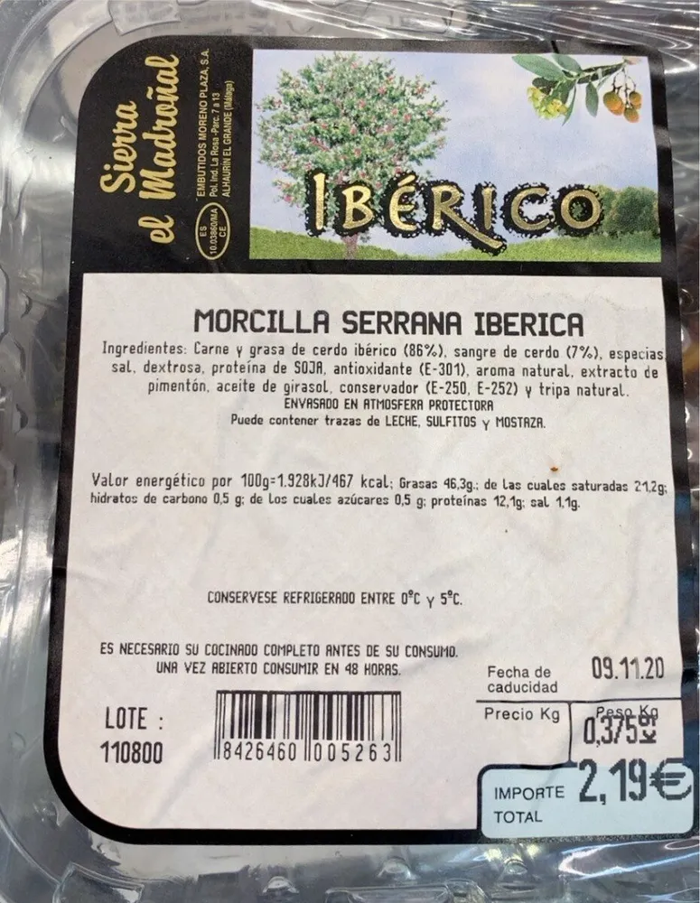 Morcilla serrana iberica