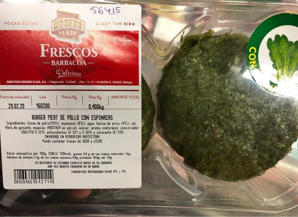Burger meat de pollo con espinacas