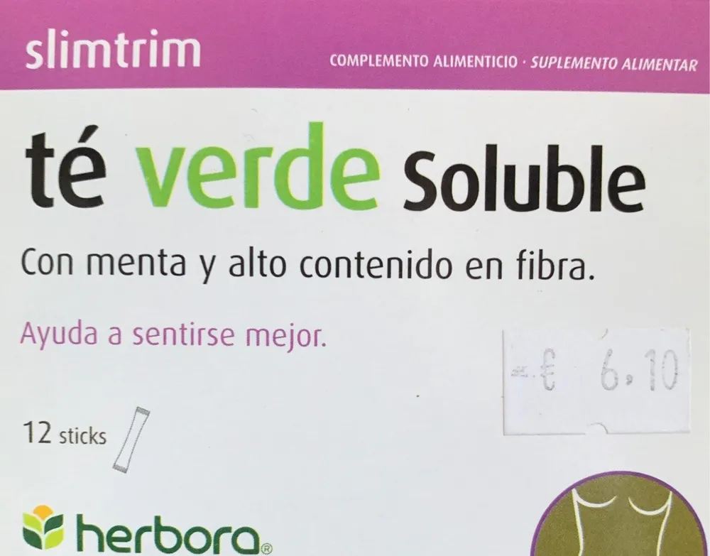 Té verde soluble con menta y alto contenido en fibra