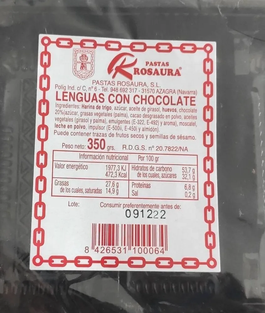 Lenguas de chocolate
