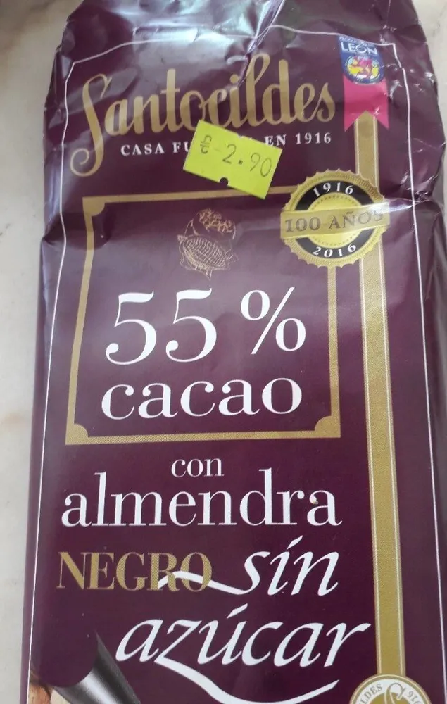 Chocolate negro 55% con almendra sin azúcar