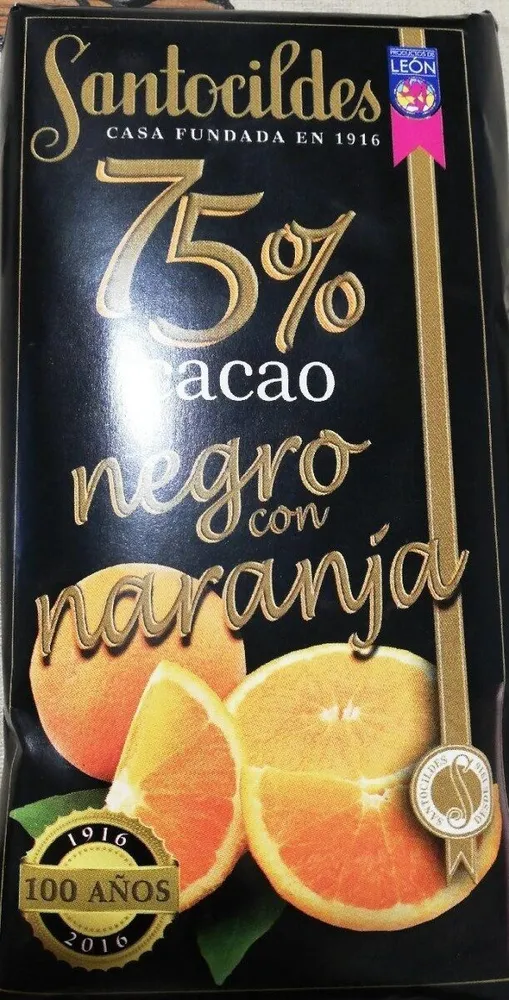 Chocolate negro 75% cacao con naranja