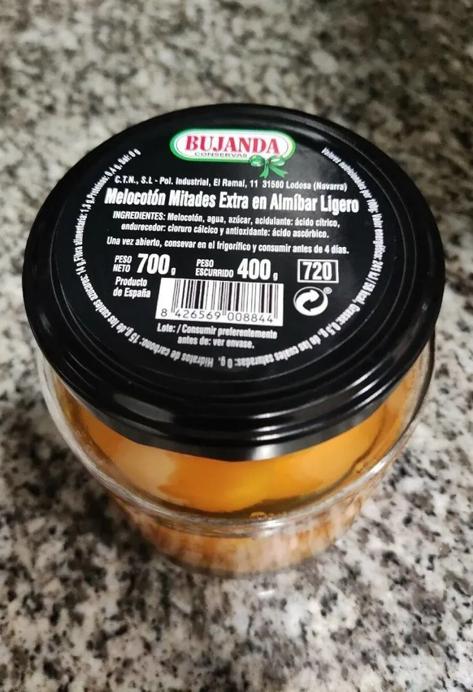 Melocotón en almíbar ligero