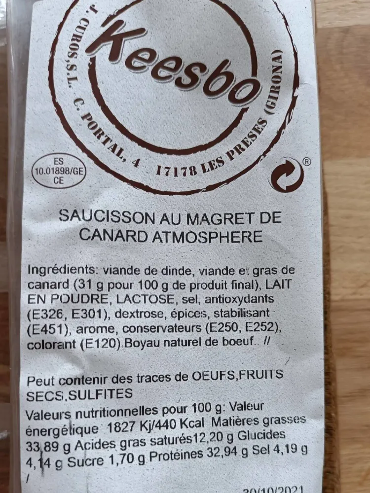 Saucisson au magret de canard