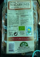 Pasta Alimenticia MACARRONES integrales ecológicos