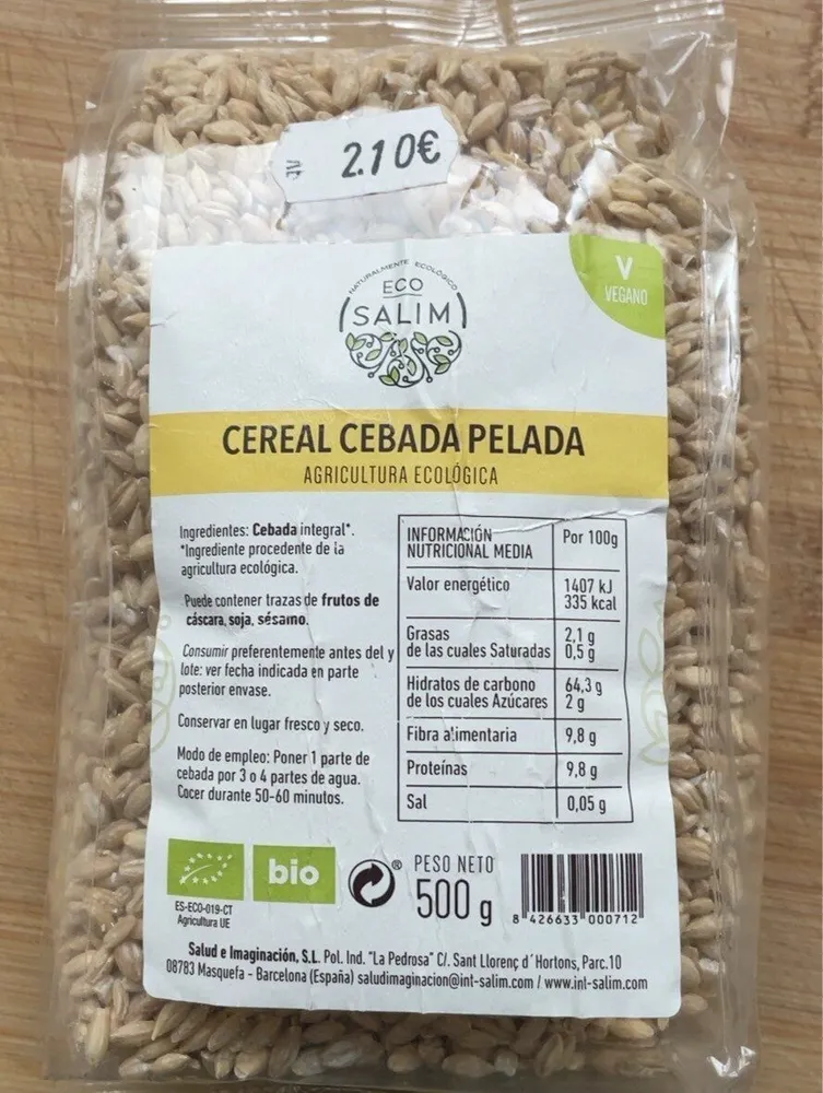 Cereal cebada pelada bio