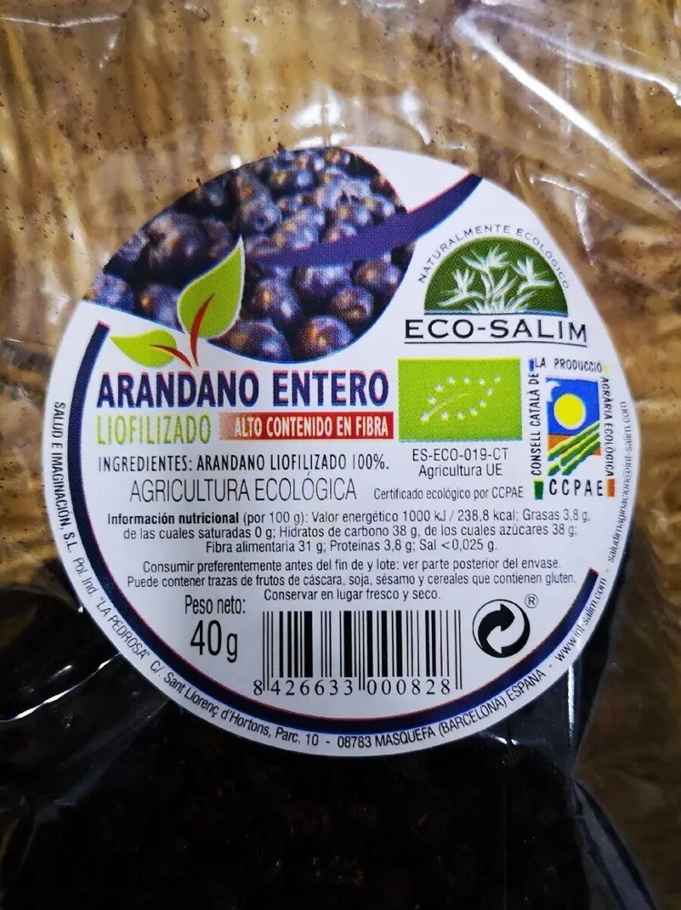 Arándano entero liofilizado