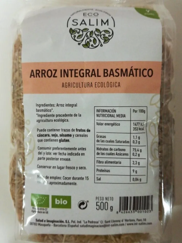 Arroz integral basmatico ecológico