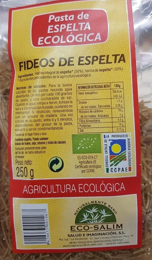 Fideos de espelta